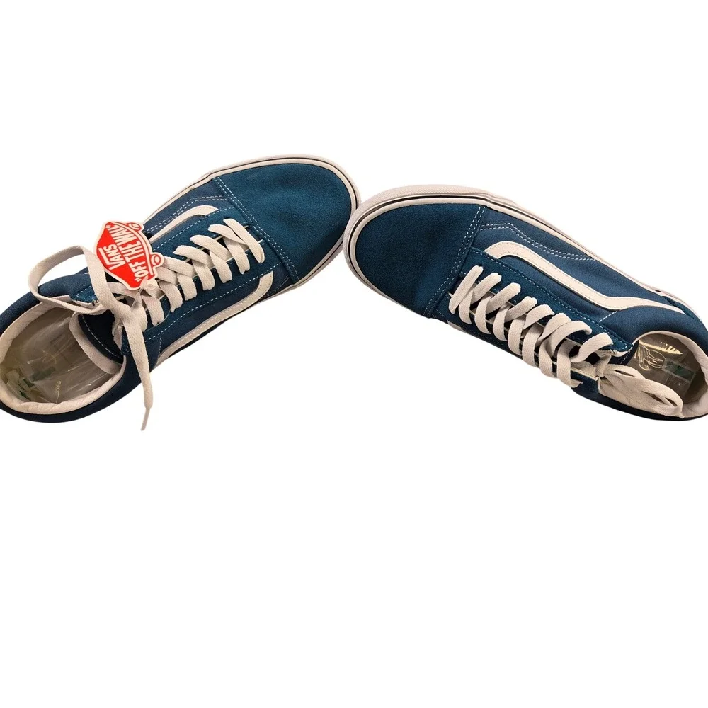 Vans Old Skool Teal White Suede Canvas‎ Skate Sneakers Mens 9 Womens 10.5